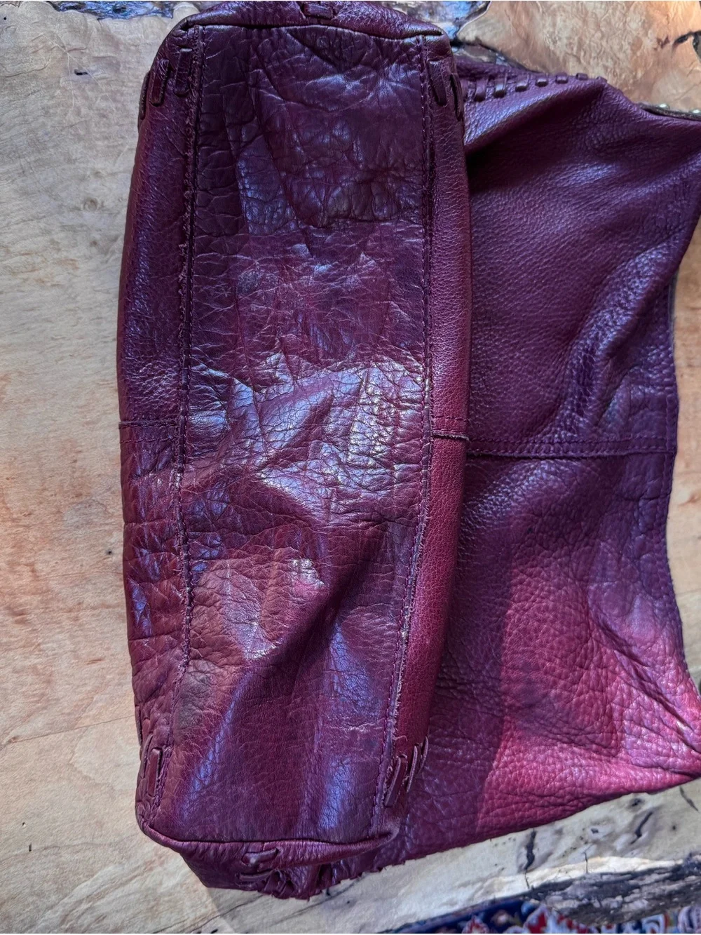 Lucky Brand Burgundy Leather Hobo with Brown Handle